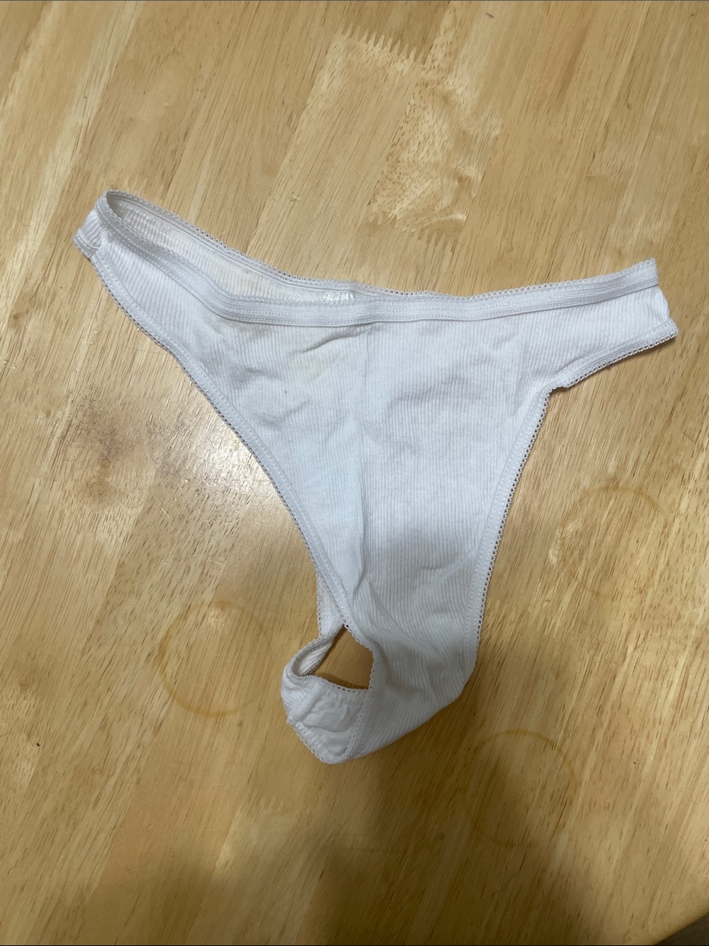 Women's White Ribbed Bikini Panty